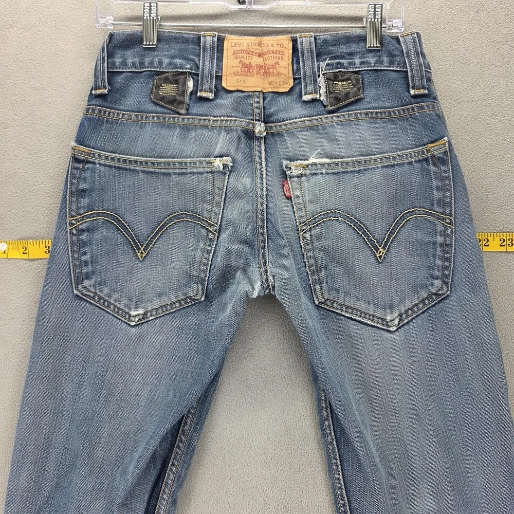 Vintage Levis 511 Jeans Mens Slim Engineered Honeycomb Medium Wash Fits 29x32